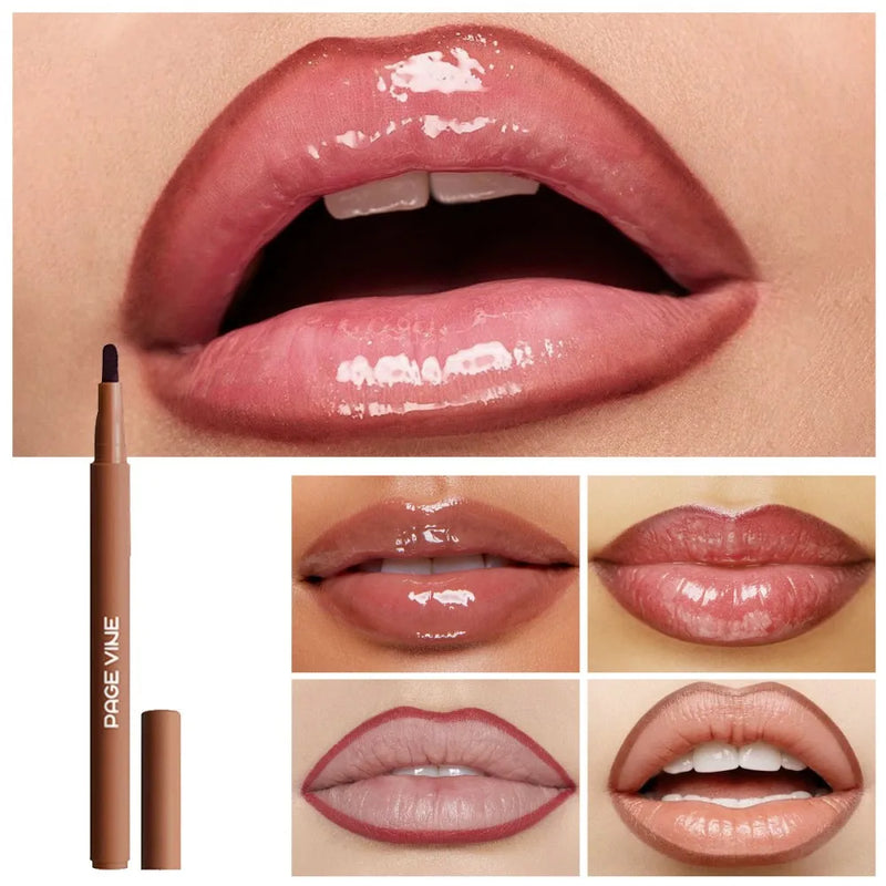 Velvet Brown Lip Liner Pencil Nude Matte Waterproof Non-stick Cup Cherry Red Lip Liner Lip Contour Pen Lipstick Makeup For Woman