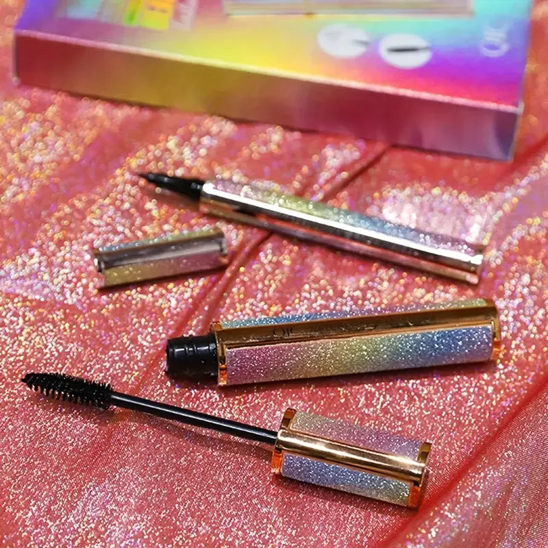 4D Mascara & Liquid Eyeliner Kit,Waterproof,Sweat-Proof, Smudge-Proof, Long Lasting, Quick Drying Perfect Eyes Makeup Set Gifts