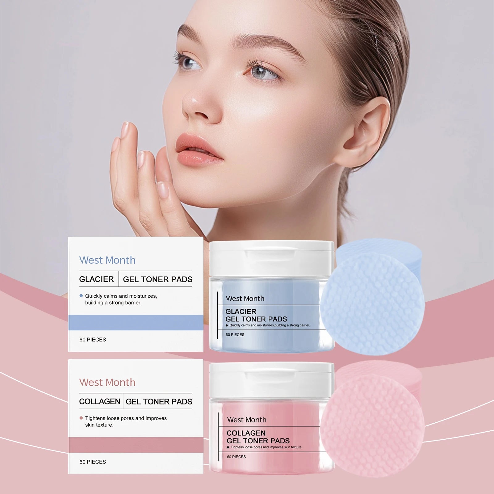 WEST MONTH Winter Collagen Gel Toner Pads Provide Deep Moisturizing Comfortable Feeling Enhance Skin Elasticity Firming Effect