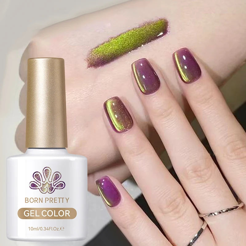 BORN PRETTY 10ml/15ml Guava Green Cat Magnetic Gel Shine Glitter Semi Permanent Soak Off UV Varnish Nail Supplies