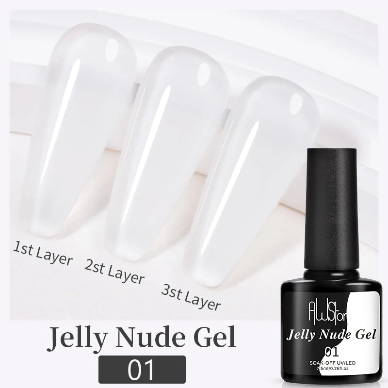 AWStorG Fiber Rubber Base Gel For Nails UV Gel Polish Semi Permanent Repair Fix Crack Nail Rubber Base Gel Strengthener 15ml