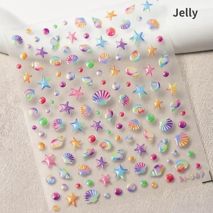 Goldfish Cavort Water Grass Lotus Flower Leaf Brocaded Carp Koi Ripple Droplet Water Bubbles 5D Nail Art Stickers Manicure Decal