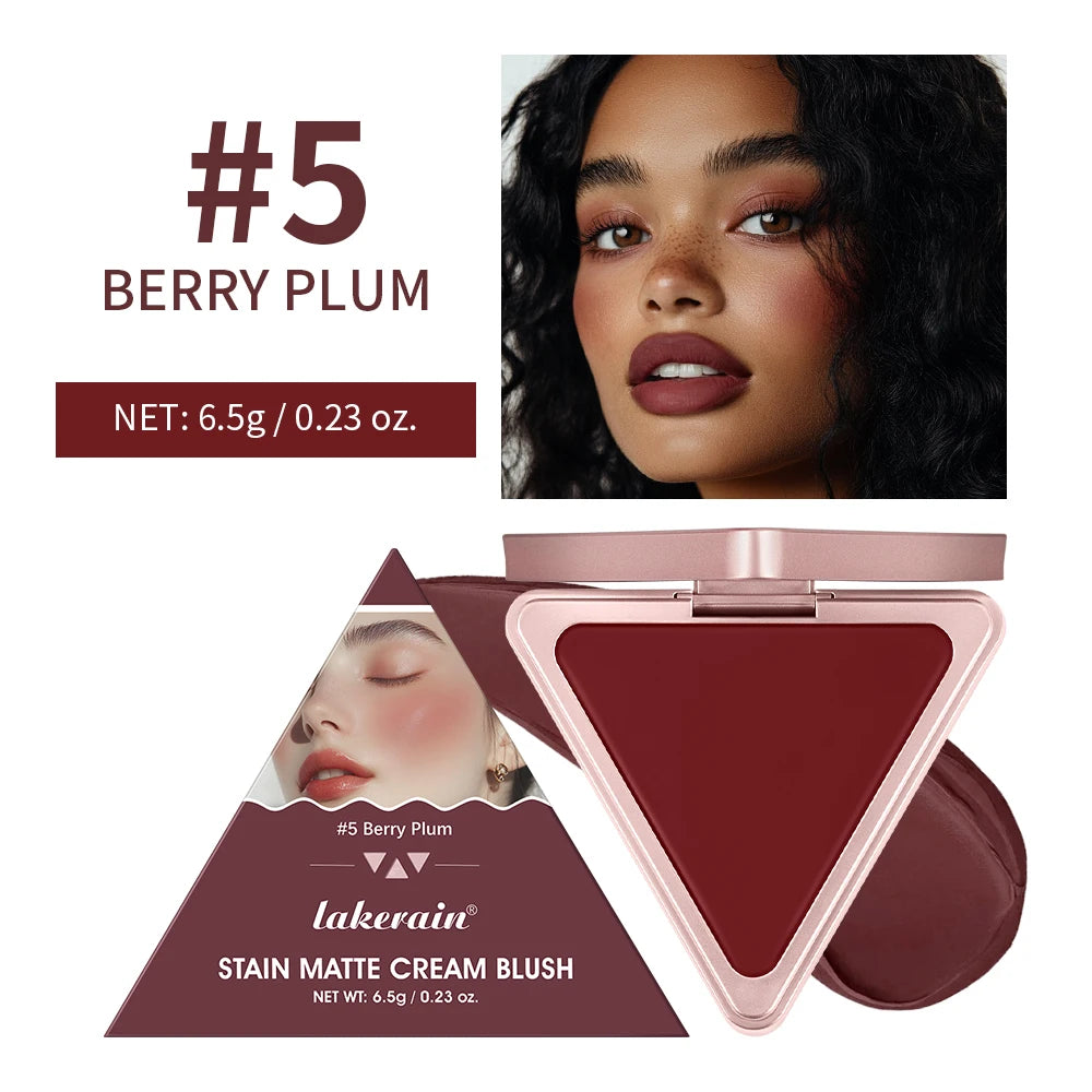 Lakerain Triangle Cream Blush Cream Matte Cream Non-greasy Easy to Push Color Saturation High Natural Rosy Rouge Blush Cream