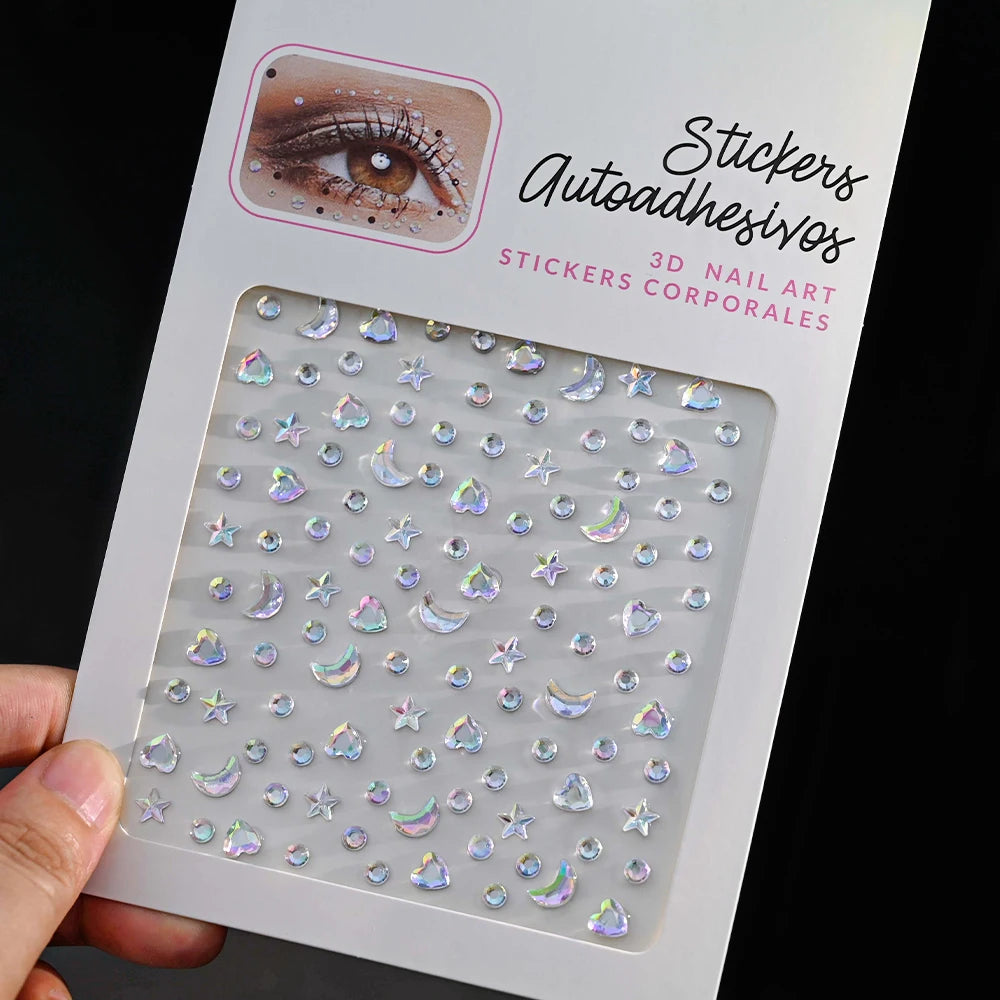 New 3/4/5mm 900pcs Pearl Face Gem Stickers Shining Glittle Self Adhesive Waterproof Rhinestone Stickers Party Wedding Makeup