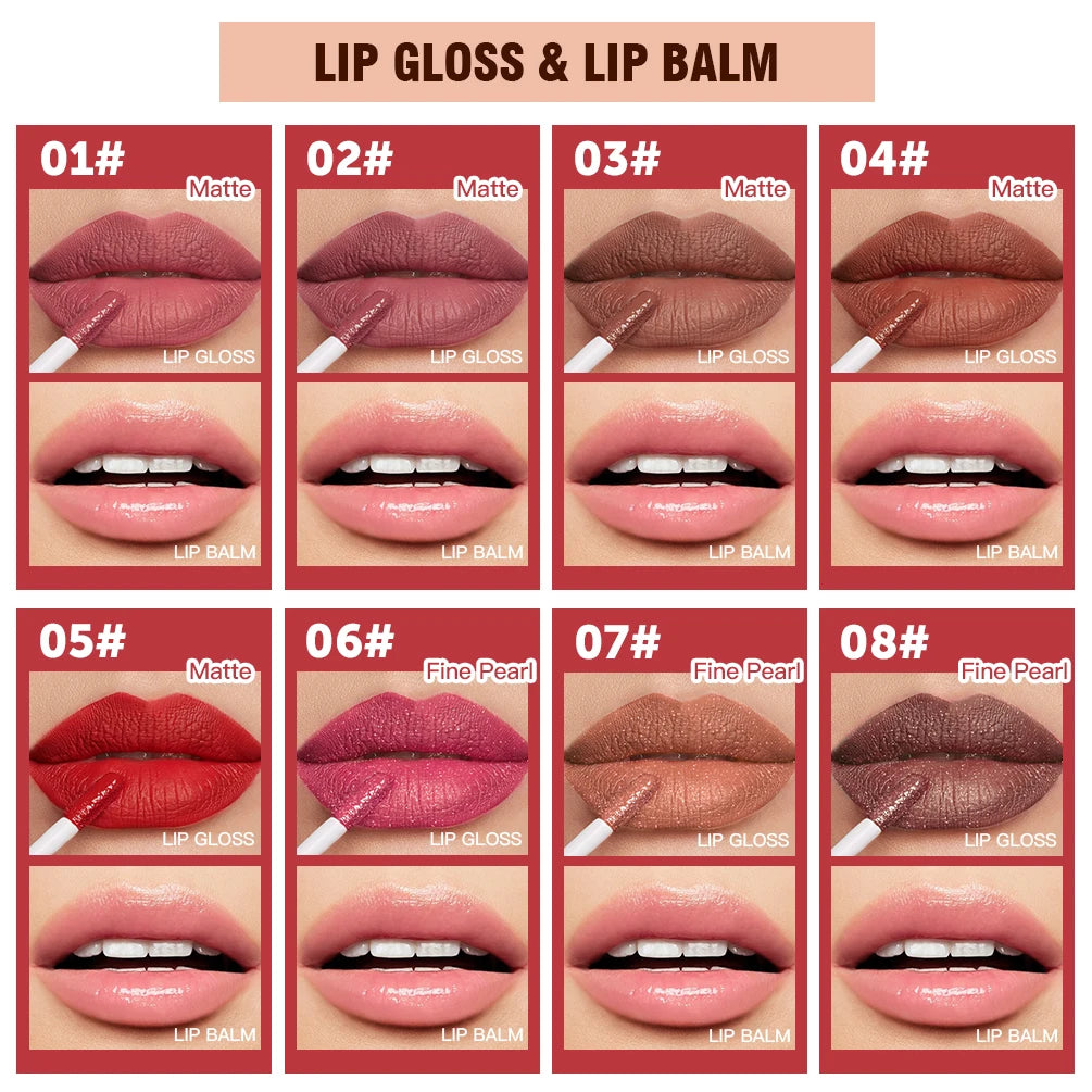 8 Colors Matte Liquid Lipstick Lipgloss Waterproof Double Head Lip Balm Anti-Cracking Moisturizing Makeup Plumper Lip Cosmetics