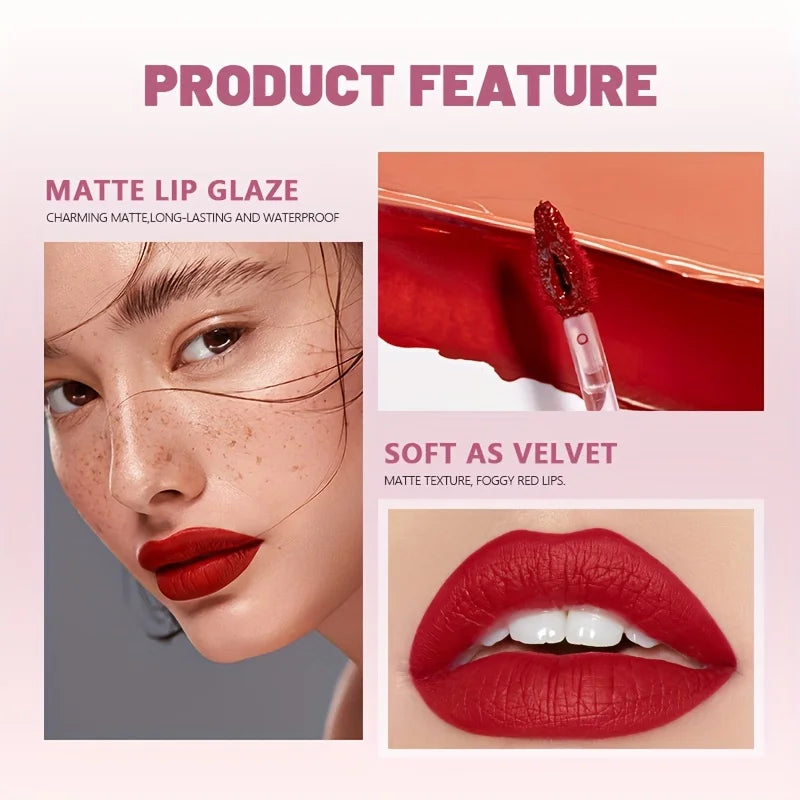 Matte Liquid Lipstick, Long Lasting Waterproof Non-Stick Velvet Lip Color, Lightweight Fog Matte Lip Makeup for Women