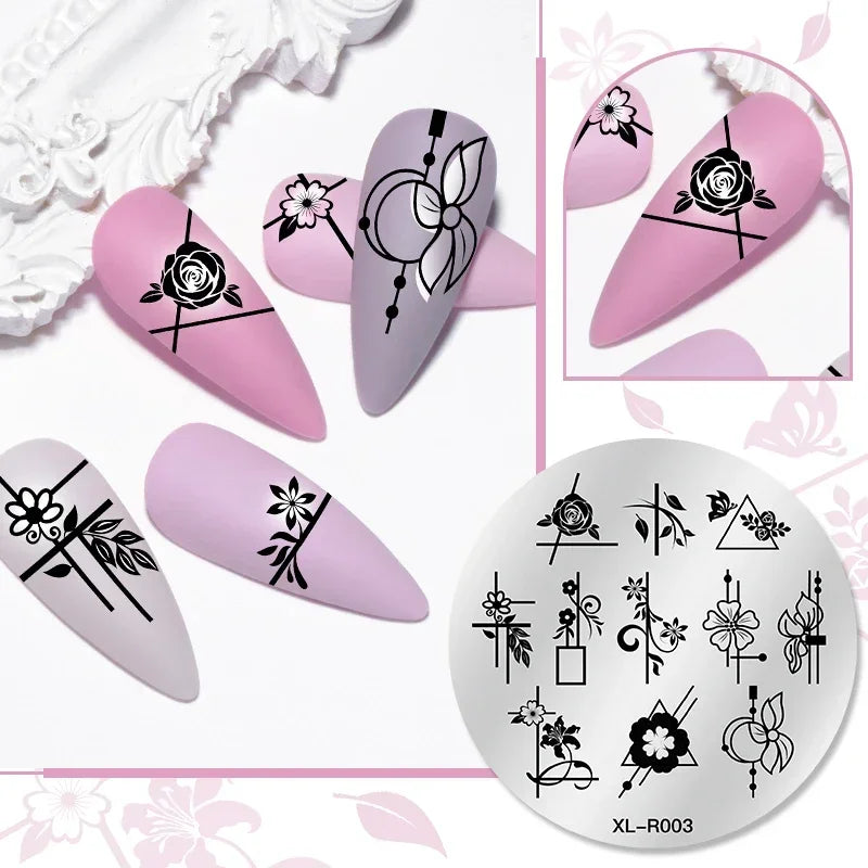 1PC Flower Leaves Line Geometric Stamping Plates Abstract Lady Face Nail Stamp Templates Printing Stencil Nail Art Decoration