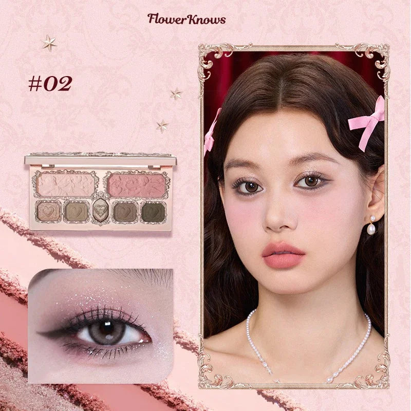 Flowerknows Strawberry Cupid Collection Facial Complexion Palette Blush Eyeshadow Highlighter Flower Know Face Bronzer Palette