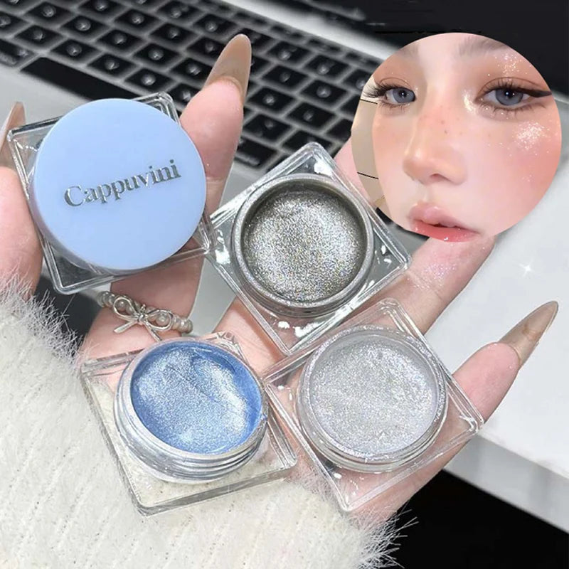 Pearl Gloss Highlighter Paste Makeup Wet Shine Diamond Glitter Eyeshadow Cream Monochrome Crystal Clear Sparkling Highlight Gel