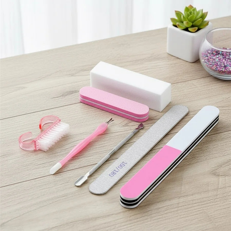 7Pcs Nail Cleaning Tool Kit, Nail File, Cuticle Pusher, Callus Remover, Nail Clipper Set