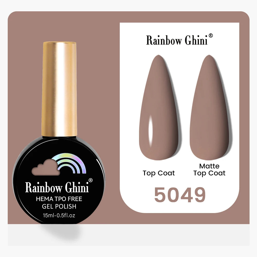 Rainbow Ghini 15ML 146 Colors Long-Lasting Colorful Gel Nail Polish Professional UV/LED Gel Polish Base Coat Matte Top Coat