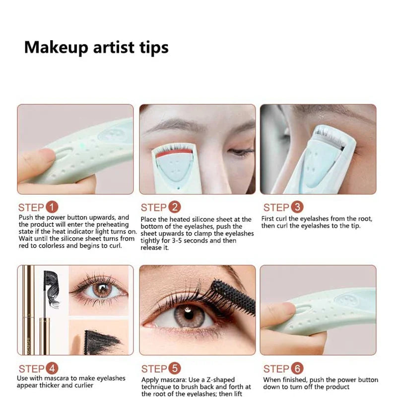 Electric Eyelash Curler Portable 5D Heating Curling Electric Eyelash Curler Safe & Waterproof Long-lasting Styling Makeup Tool