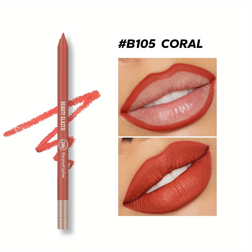 BEAUTY GLAZED 10 Color Lipliner High Pigment Matte Waterproof, Natural Shaping Lip Liner Lipstick Makeup