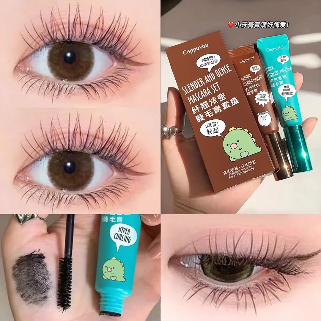 Slimming and Volume Mascara Set - Brown and Black Mascara Set,Waterproof and Long-Lasting Curl Non-smudge Eyelash Makeup Mascara