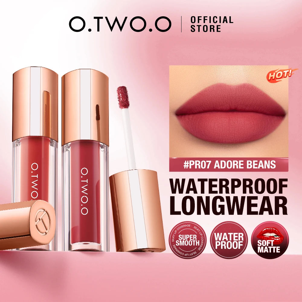 O.TWO.O Lipstick Lip Tint Matte 24H Stay Color-Locking Ultra-Lasting Waterproof Transfer-Proof Glossy Satin Lip Glaze Makeup