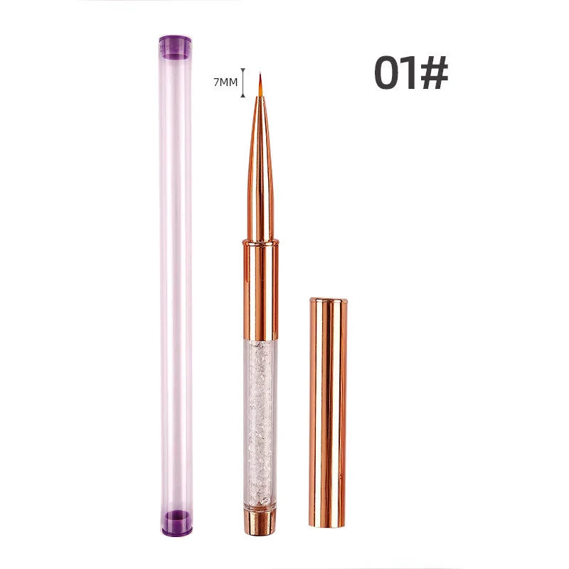 5Style Nail Art Acrylic UV Gel Extension Builder Rhinestone Painting Brush Lines Liner Pattern Drawing Pen Manicure Tool