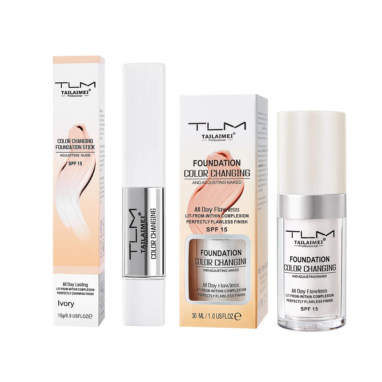 Color Changing Foundation Stick with Spf 15, All Day Flawless, Natural-Looking Complexion, Long-Lasting Wear