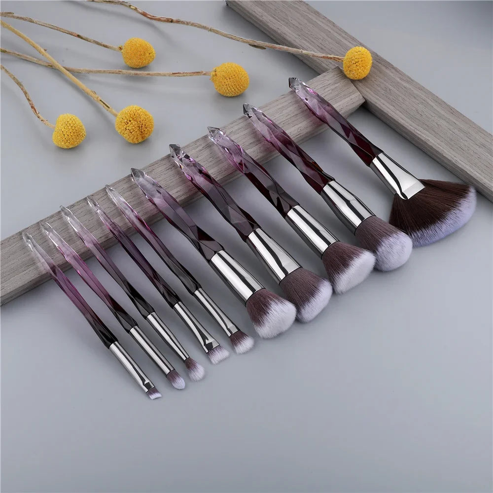 5-10 purple makeup brush quality synthetic foundation, loose powder contouring concealer eyeshadow, professional makeup tool