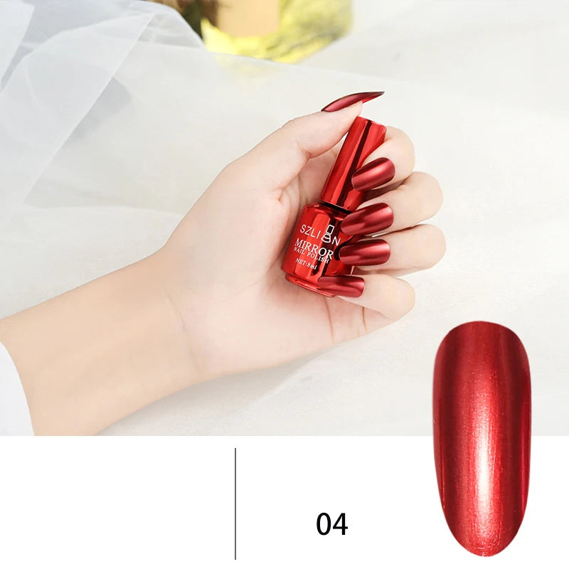 12 Colors Mirror Polish Long-lasting Quick-drying Metallic Silver Purple Rose Gold Nail Polish Is Not Peelable Nails Gel Varnish