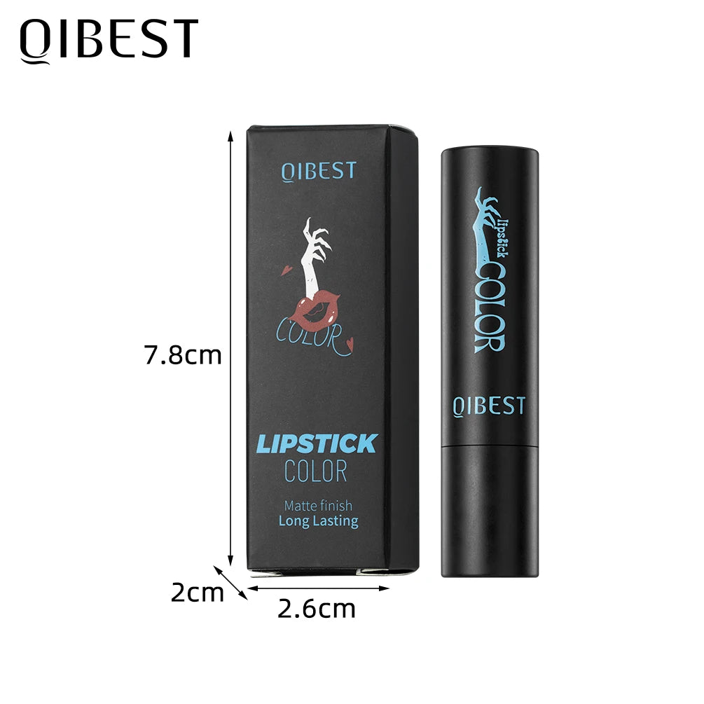 QIBEST Nude Velvet Matte Lipstick Long-lasting Highly Pigmented Lip Tint Not Stick Cups Red Green Orange Black White Lip Stain