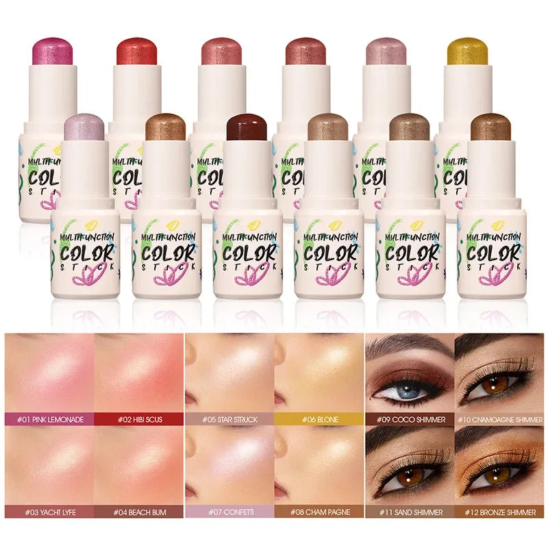 Highlighter Blush Stick Eyeshadow Stick Diamond Highlighter Cream Pink Glitter Face Contour Shimmer Illuminator Makeup Cosmetics