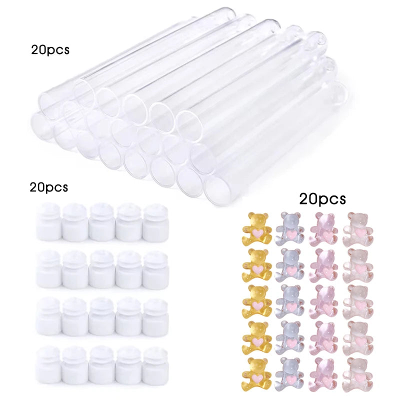 20Pcs Reusable Eyelash Brush Tube Christmas Style Disposable Mascara Wands Applicator with Tube Dust-proof Tubes Makeup Tools