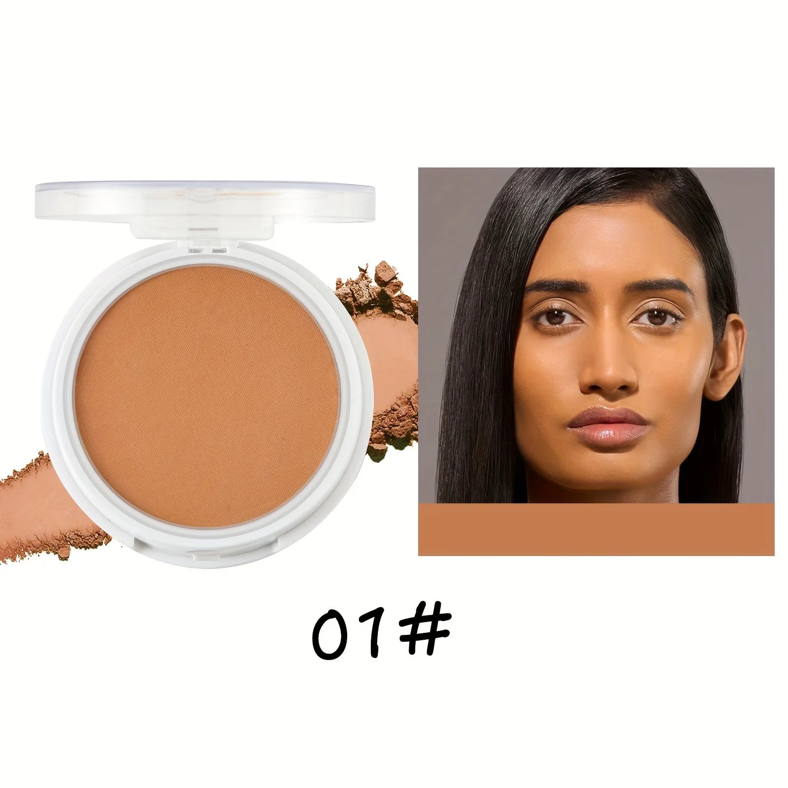 Wheat Bronzing Powder for Dark Skin, Matte Finish, Sweatproof & Oil Dark Foundation Powder Puff And Mirror