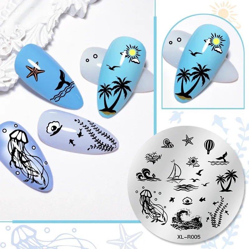 1PC Flower Leaves Line Geometric Stamping Plates Abstract Lady Face Nail Stamp Templates Printing Stencil Nail Art Decoration