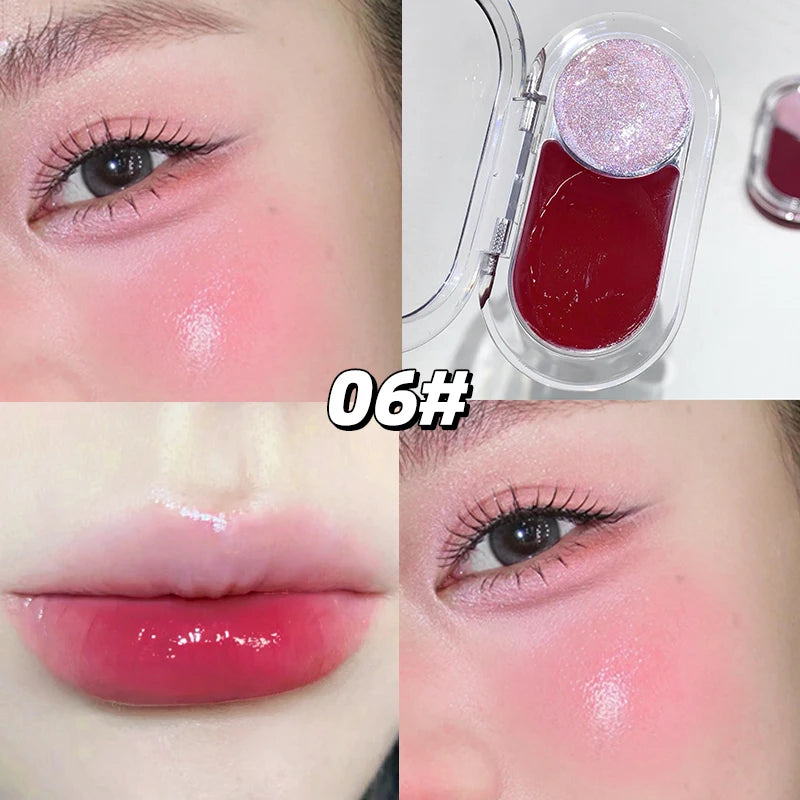 Gege Bear Two Color highting Blush Cream Dual-use Brighten Lip Cream Blush Natural Cheek Tint Waterproof Contouring Makeup