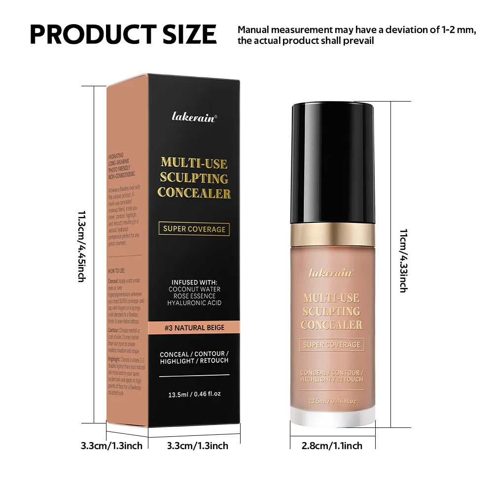 lakerain 5-Color Waterproof Concealer Matte High Coverage Oil-Control Foundation for Acne Scars and Dark Circles Cosmetics