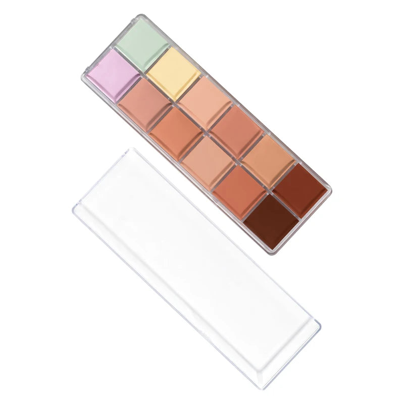 12 Color Concealer Palette Nude Contour Cream Acne Spot Dark Circles Cover Face Foundation Brighten Pigment Cosmetic Makeup Tool