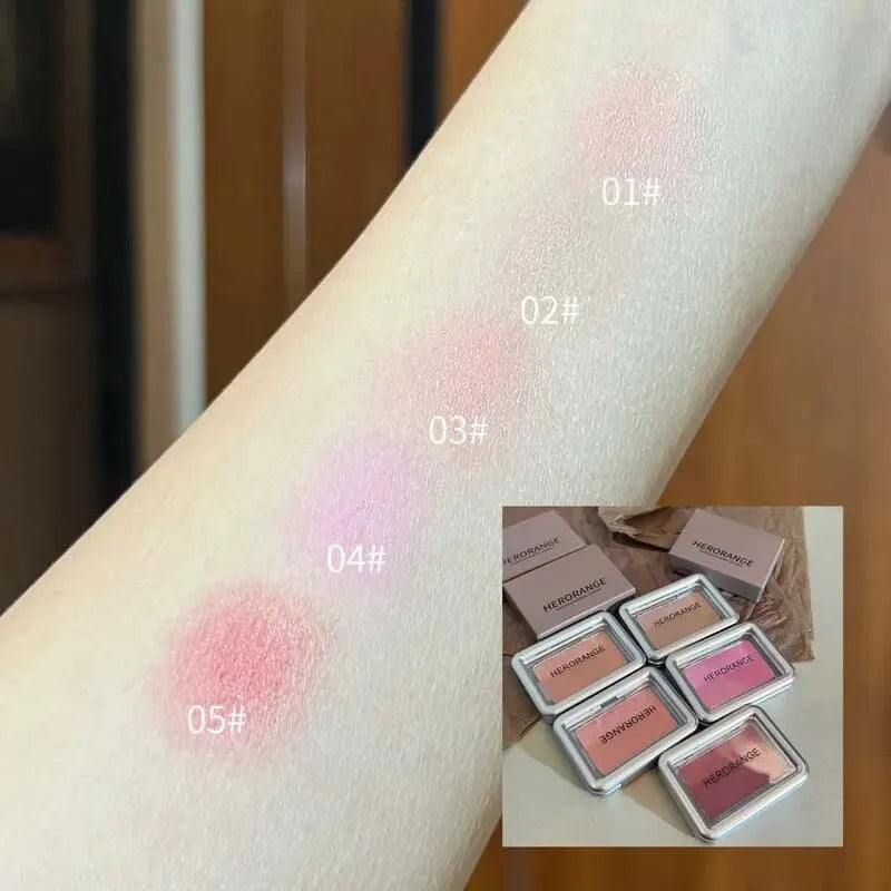 HERORANGE Atmospheric Single-color Blush Is Waterproof, Sweat-proof, Non-fading and Long-lasting. Five Colors Are Available.