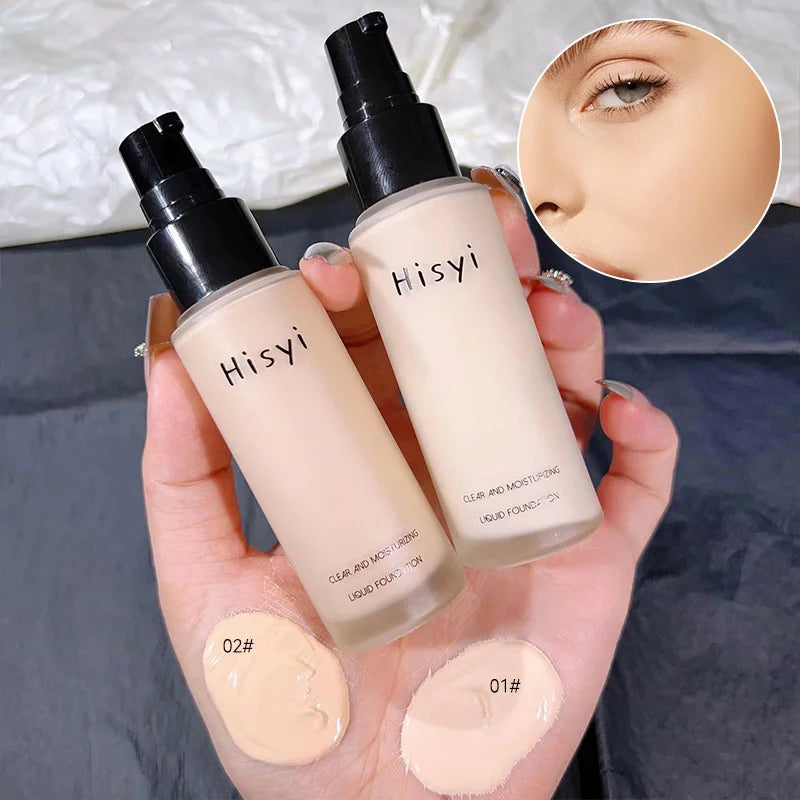 The liquid foundation is light, matte, naturally brightening off makeup