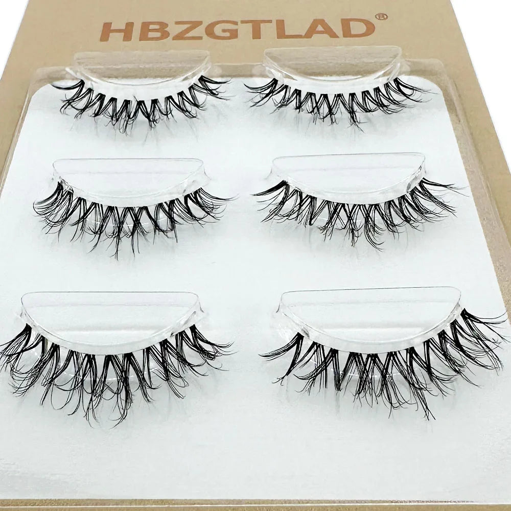 NEW 3Pairs 5d Mink Lashes 3D Mink Eyelashes Invisible Band Natural Black Mink False Eyelash Full Strip cilios posticos Reusable