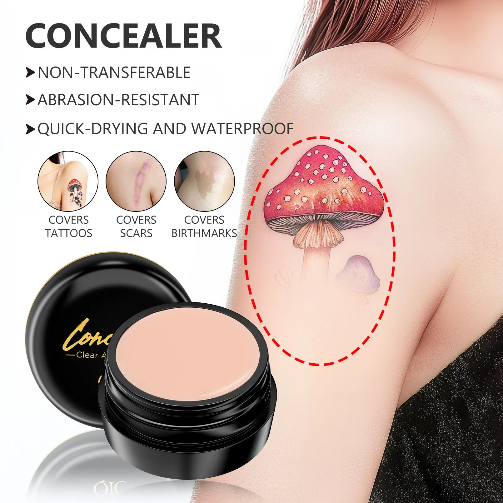 Full Coverage Concealer Foundation Waterproof for Covers Skin Blemishes and Wrinkles Tattoos Skin Tone Face Concealer Cream