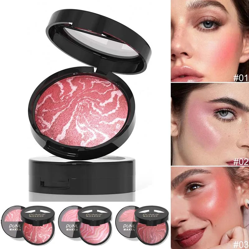 3 Color Natural Blush Bake Powder Palette Matte Blush Lightweight Breathable Makeup Contouring Cheek Redness Correcting Powder