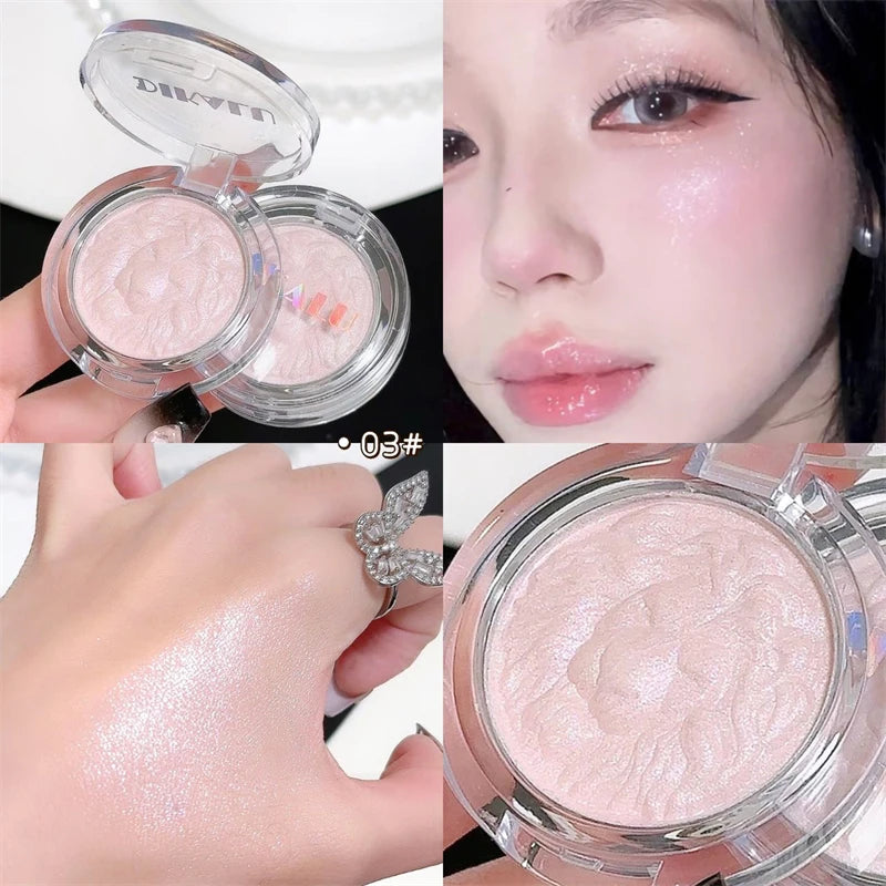 3 Color Face Highlighter Palette Llluminator Palette Natural Waterproof Glitter Shimmer Powder Highlight Makeup High Gloss Cream