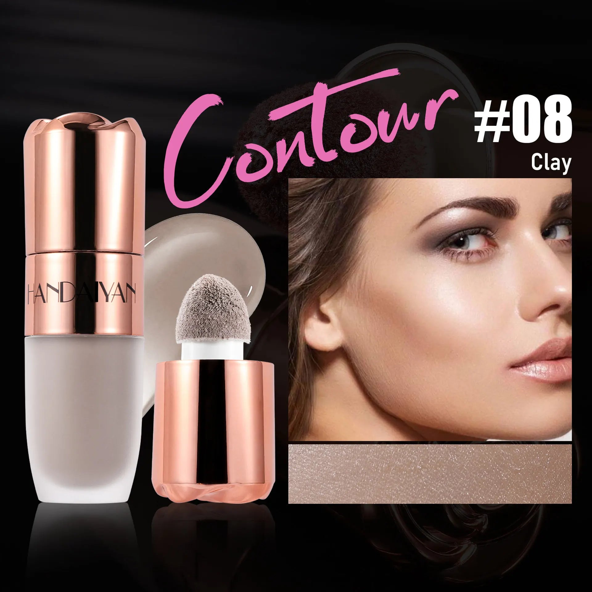 Rose Glow Liquid Contour Highlighter 3D Effect Soft Sponge Tip Easy to Wear Long Lasting Face Body Hihglight Contouring Stick