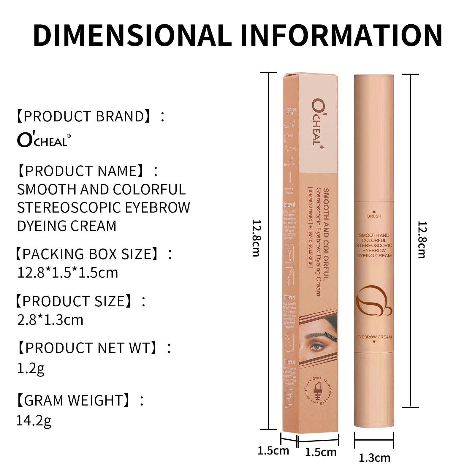 OCHEAL 2 In 1 Eyebrow Dyeing Cream 3 Colors Waterproof Tinted Long-lasting Eyebrow Stamp Pencil Pomade Makeup Cosmetics