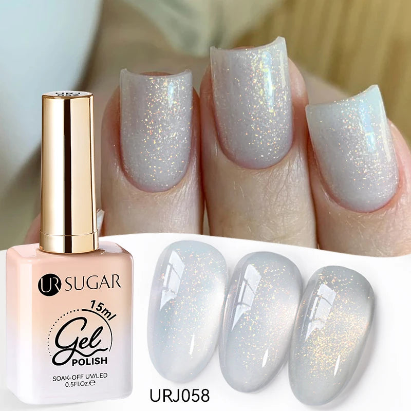 UR SUGAR 15ml Crystal Milky Jelly White Nude Gel Nail Polish Transparent Semi-permanent UV Gel Nail Art Soak Off Gel Varnish
