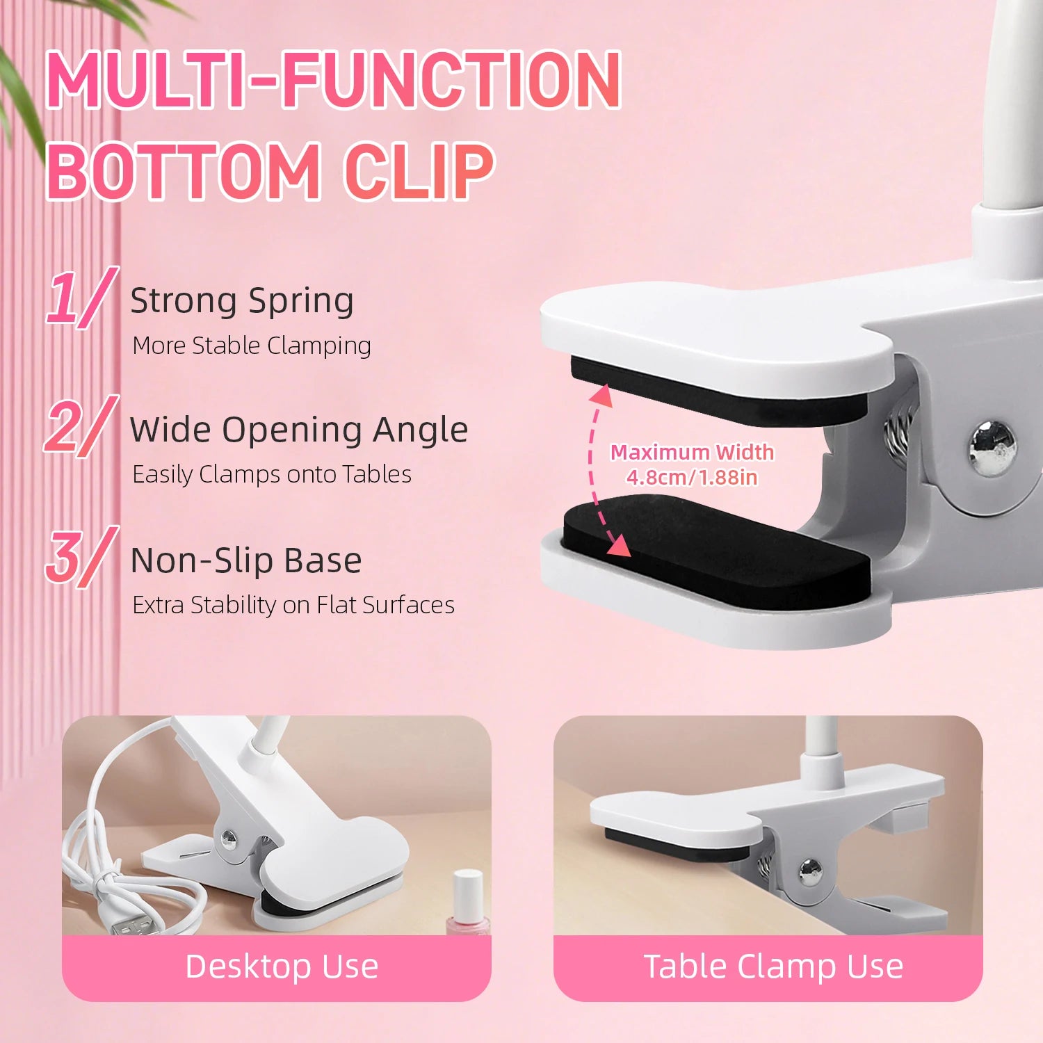UV LED Light for Nails Polish Drying Lamp 360° Flexible Clip-on Desk Clip Mini USB Portable Nail Dryer Manicure Salon Tools