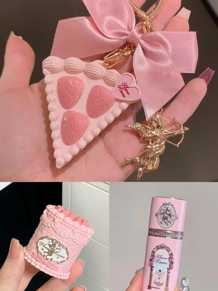 Fower Knows Strawberry Cupid Cosmetic Set Lipstick Blusher Setting Powder Gift Special Present for Girl Christmas Festival