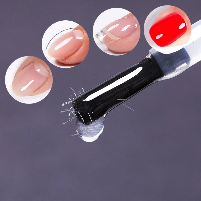 AWStorG Fiber Rubber Base Gel For Nails UV Gel Polish Semi Permanent Repair Fix Crack Nail Rubber Base Gel Strengthener 15ml