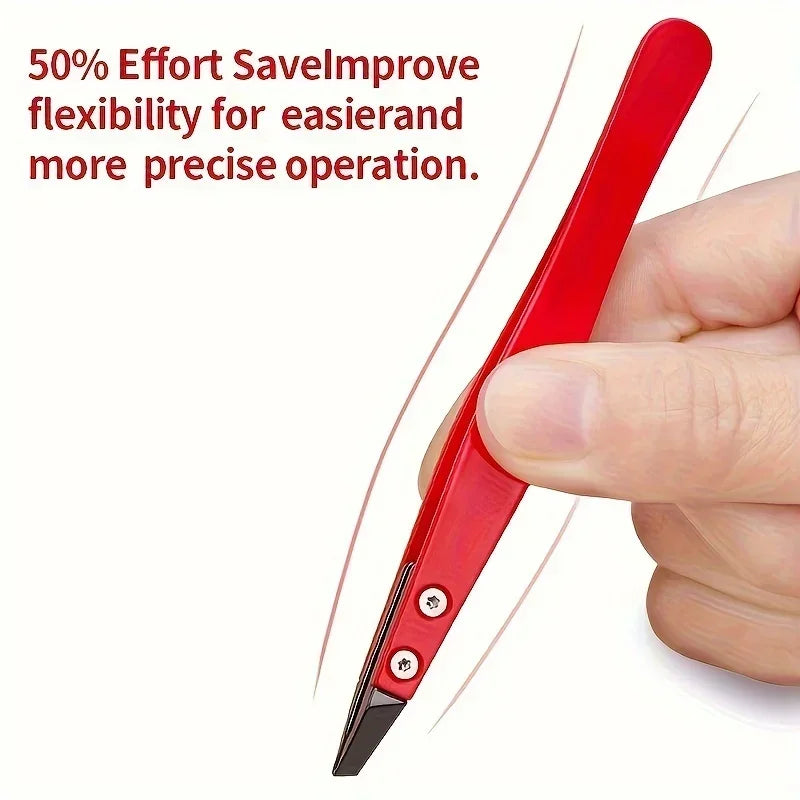 Zirconia Ceramic Pointed Tweezers Stainless Steel Tweezers with Slanted Tips Edges Eyebrows Beards Hair Eyelash Tweezers