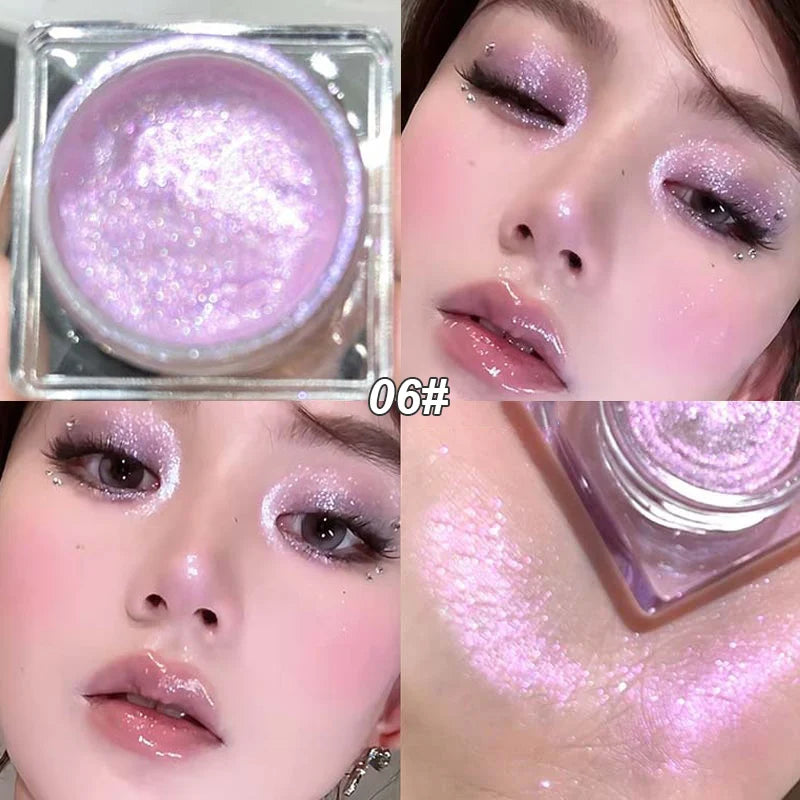 Pearl Gloss Highlighter Paste Makeup Wet Shine Diamond Glitter Eyeshadow Cream Monochrome Crystal Clear Sparkling Highlight Gel