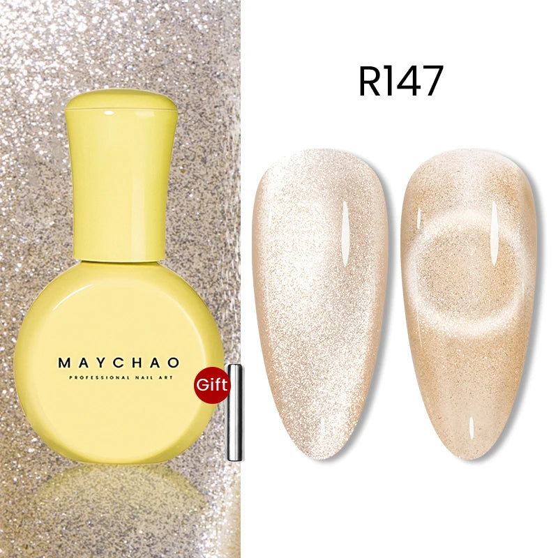 MAYCHAO 10ml Cat Magnetic Gel Nail Polish Cat Eye Glitter Effect Semi Permanent Soak Off UV Gel Varnish Manicure For Nail Art