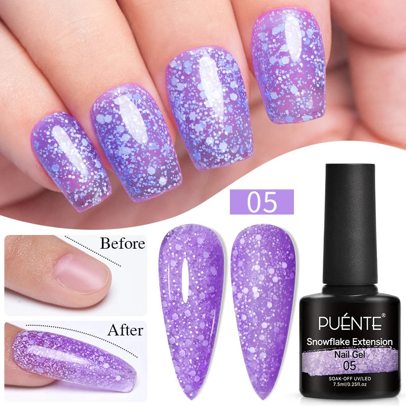 PUENTE 7.5ML Red Flame Reflective Gel Nail Polish Flash Sparkling Red Glitter Nail Gel Soak Off UV Semi-permanent Nail Varnish