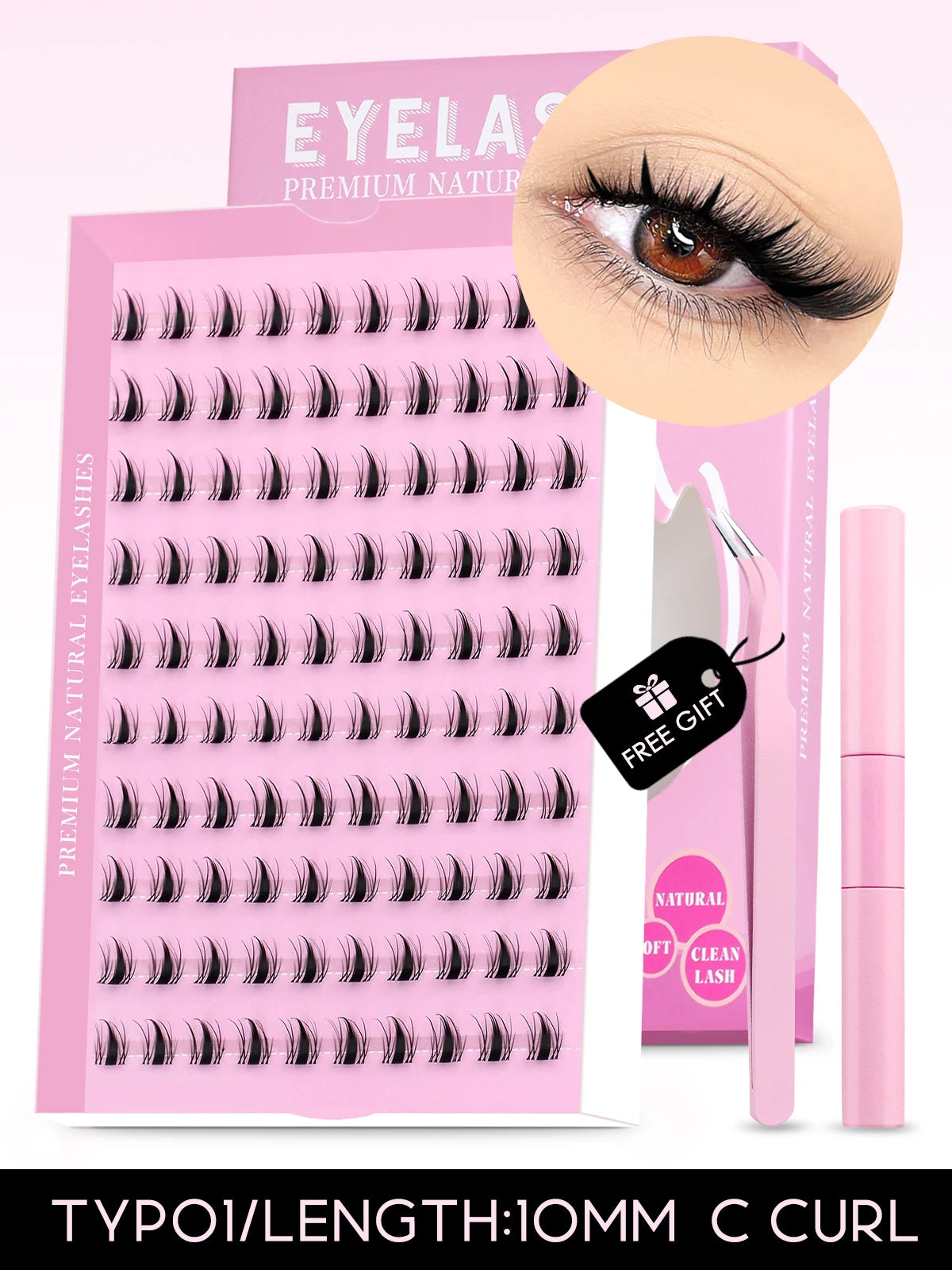 GROINNEYA DIY Lash Kit 10-18mm Manga Lashes Mixed Tray Lash Clusters Individual Eyelashes Kit with Lash Bond DIY Lashes