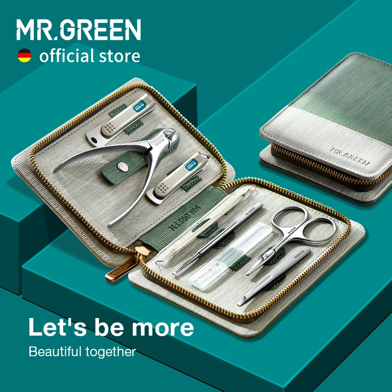 MR.GREEN Manicure Sets Pedicure Kits Stainless Steel Nail Clipper Personal Care Tools with PU Leather Case
