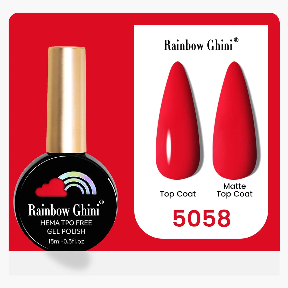 Rainbow Ghini 15ML 146 Colors Long-Lasting Colorful Gel Nail Polish Professional UV/LED Gel Polish Base Coat Matte Top Coat